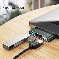 Хъб Usams US-SJ463 Type-C Mini HUB (2 USB+MicroSD) SJ463HUB01