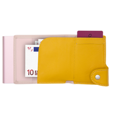 Картодържател C-SECURE XL с портфейл и монетник, Blush/ Saffron/ Rose Gold cardholder XL-COIN-WCH001-LPI-YE-PI
