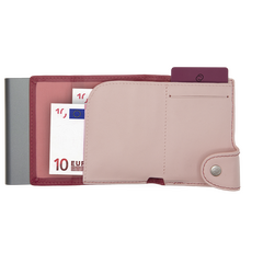 Картодържател C-SECURE XL с портфейл и монетник, Cherry/ Blush/ Grey cardholder XL-COIN-WCH001-PI-LPI-GY