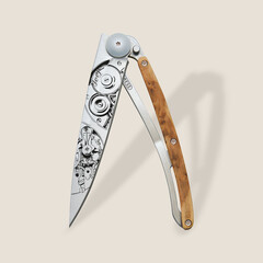 Джобен нож Deejo Deejo 37g, Juniper wood / Watch movement 1CB000035