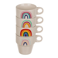 Комплект керамични чаши с метална стойка Rainbow