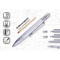 Многофункционална метална химикалка TROIKA LILIPUT TOOL PEN, сребриста