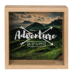 Дървена касичка “Adventure awaits“