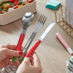 Комплект за хранене Akinod Straight Cutlery 12H34, Watermelon