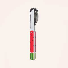 Комплект за хранене Akinod Straight Cutlery 12H34, Watermelon