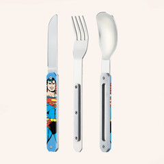 Комплект за хранене Akinod Straight Cutlery 12H34, Superman Vintage