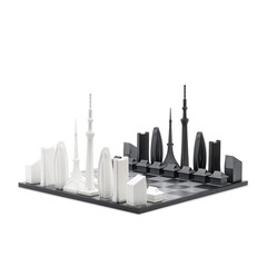 Шах Skyline Chess -  Tokyo Edition, дървено игрално поле