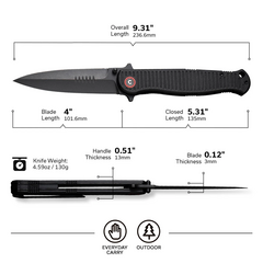 Джобен нож CIVIVI RS71 Milled Black G10