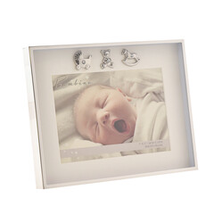 Посребрена фоторамка с количка,плюшено мече и люлеещо конче Bambino Elephant 13 x 18 см