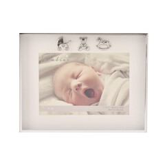 Посребрена фоторамка с количка,плюшено мече и люлеещо конче Bambino Elephant 13 x 18 см