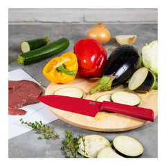 Нож Kuhn Rikon COLORI+ Santoku, червен