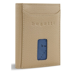 Кожен портфейл Bugatti Secure Slim Special Zip Mini, бежов