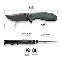 Джобен нож CIVIVI ODD 22 Green Canvas Micarta