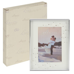 Посребрена фоторамка-кутия Amore с кристали 10 x 15 см