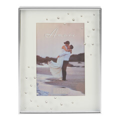 Посребрена фоторамка-кутия Amore с кристали 10 x 15 см