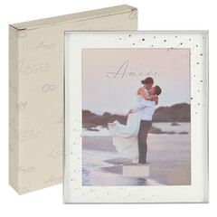 Посребрена фоторамка-кутия Amore с кристали 20 x 25 см
