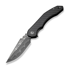 Джобен нож CIVIVI Bluetick Damascus / Carbon Fiber Overlay On Black G10