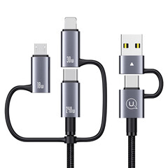 Кабел за бързо зареждане и данни USAMS US-SJ737 240W 6 In 1 Aluminum Alloy Fast Charging & Data Cable 1.2 метра, черен