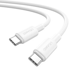Кабел за бързо зареждане и данни USAMS SJ763 U90 60W Type-C To Type-C, 1 метър, бял