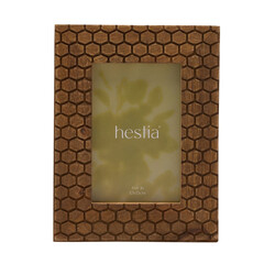 Дървена рамка за снимки с резбована пчелна пита, 10 х 15 см