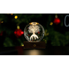 Нощна лампа Gingko Amber Crystal Light Tree of Life