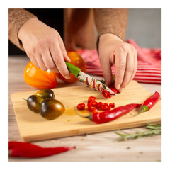 Кухненски нож Kuhn Rikon COLORI+ Hot & Spicy, право острие, зелен