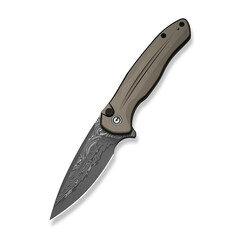 Джобен нож CIVIVI  Button Lock Kitefin Brownish Gray Aluminum / Damascus