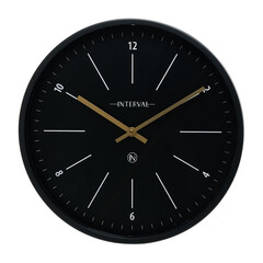 Метален стенен часовник Interval Black - 32см