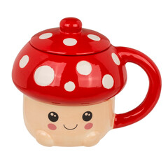 Керамична чаша с капак Kawaii Mushroom, 440 мл