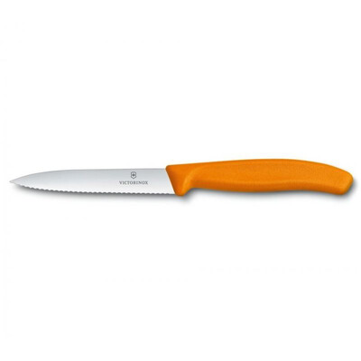Нож за белене Victorinox Swiss Classic 10 см., назъбено острие, оранжев