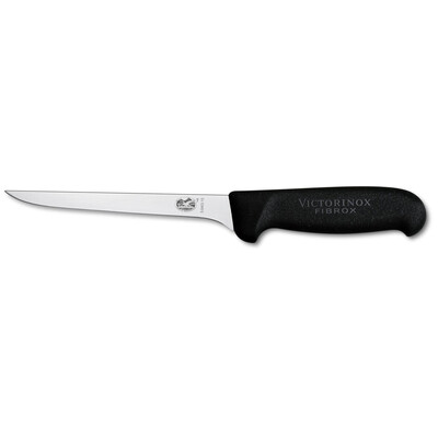 Кухненски нож Victorinox Fibrox за обезкостяване, тясно острие с извит режещ ръб, 150 мм, черен