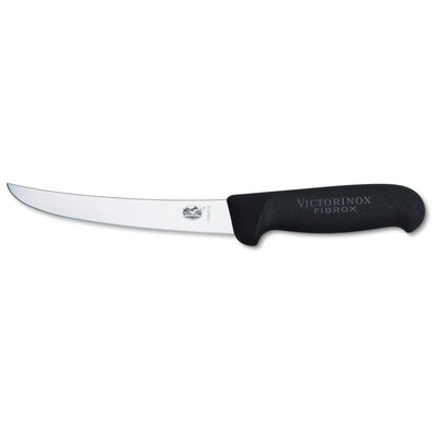 Кухненски нож Victorinox Fibrox за обезкостяване, извито острие, 150 мм, черен
