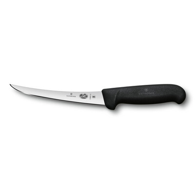Кухненски нож Victorinox Fibrox за обезкостяване, извито острие, 150 мм, черен