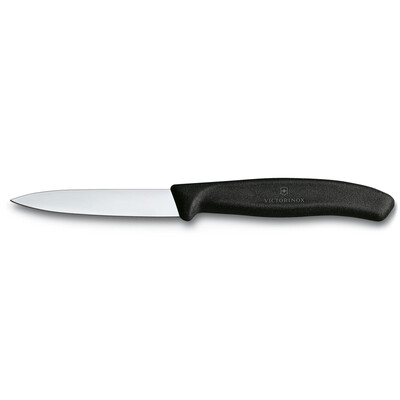 Нож за белене Victorinox Swiss Classic 8 см, гладко острие, черен