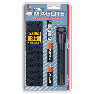 Фенер Mini MAGLITE®2-Cell AA черен промобл калъф