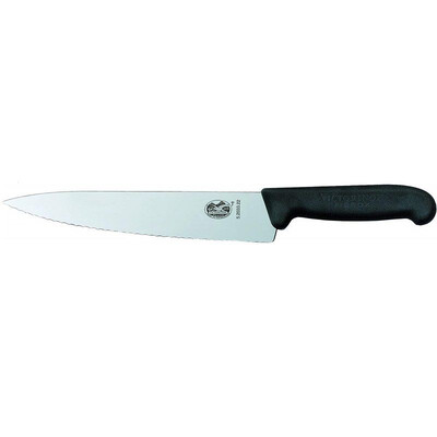 Кухненски нож Victorinox Fibrox универсален, 220мм, назъбено острие, черен