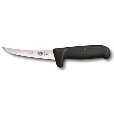 Кухненски нож Victorinox Fibrox за обезкостяване, извито острие, 120 мм, черен