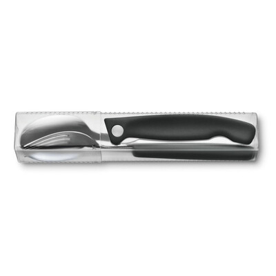 Комплект Victorinox Swiss Classic, кухненски сгъваем нож, вилица и лъжица, черни