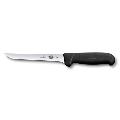 Кухненски нож Victorinox Fibrox за обезкостяване, широко острие с извит заден ръб, 150мм, черен