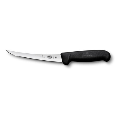 Кухненски нож Victorinox Fibrox за обезкостяване, извито острие, 12 см, черен