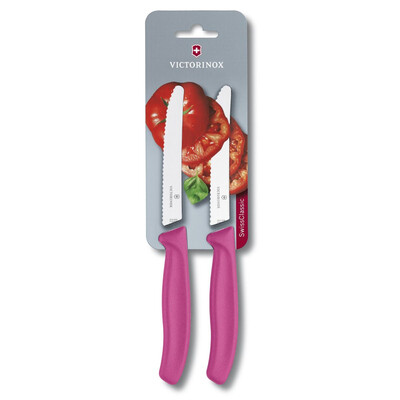 Комплект от два ножа за домати Victorinox Swiss Classic 11 см., назъбено острие, розови