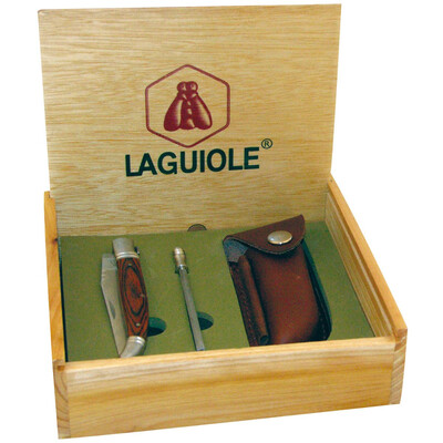 Комплект нож, точило и калъф LAGUIOLE FOLDABLE KNIFE+GRINDER+LEATHER POUCH