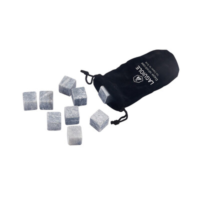 Ледени каменни кубчета LAGUIOLE 9 ICE STONE FOR DRINK IN VELVET POUCH
