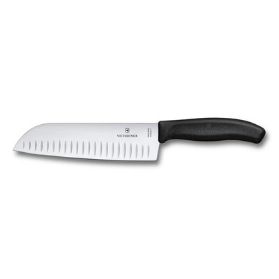 Кухненски нож Victorinox Swiss Classic Santoku Knife, набраздено острие 170 мм, черeн, блистер