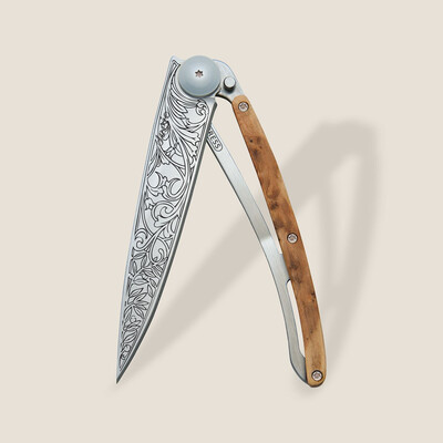 Джобен нож Deejo 37g, Juniper wood / Art nouveau
