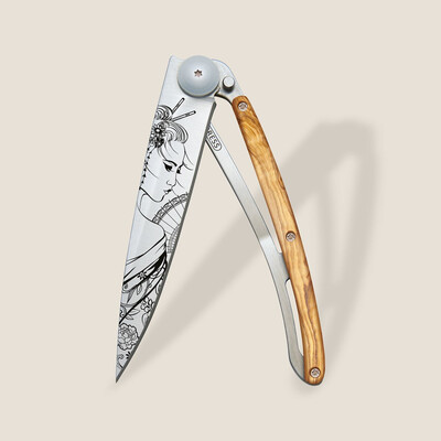 Джобен нож Deejo 37g, Olive wood / Geisha