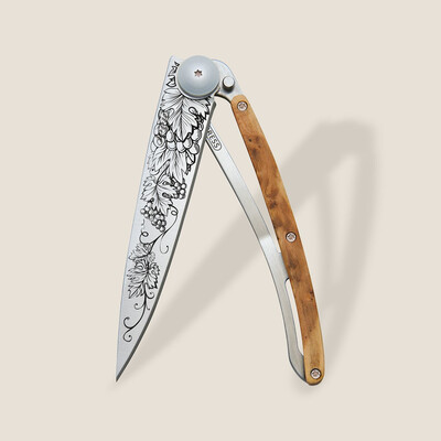 Джобен нож Deejo 37g, Juniper wood / Grand Cru