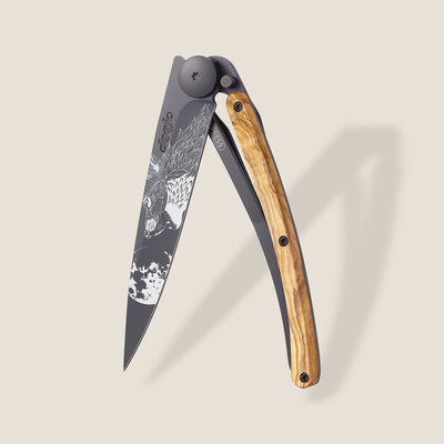 Джобен нож Deejo 37g, Olive wood / Howling