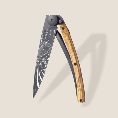 Джобен нож Deejo 37g, Olive wood / Samurai