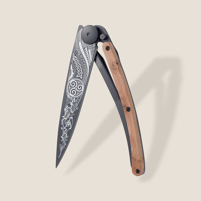 Джобен нож Deejo 37g, Juniper wood / Celtic